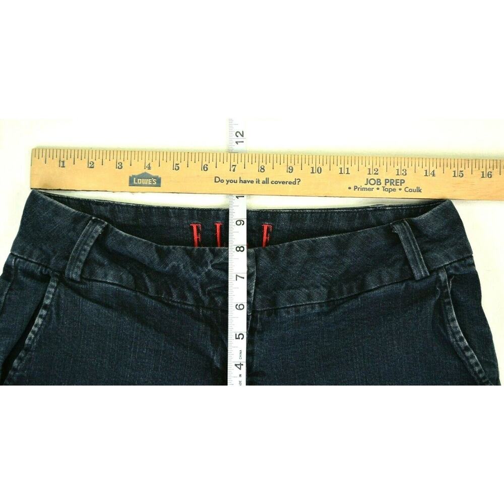Elle Denim Bermuda Shorts Flap Pockets Mid-Rise Stretch Blue Jean 8 - Picture 9 of 11